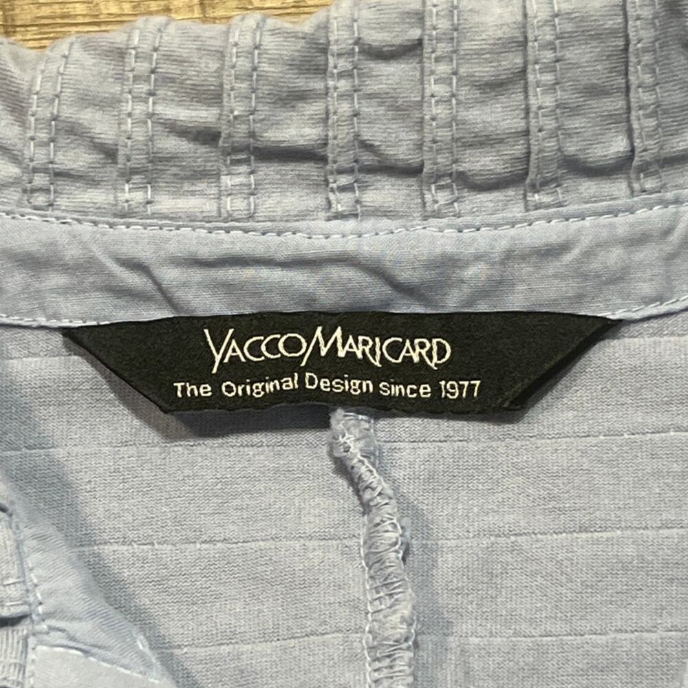 Yacco Maricard Size 2 Large Fitted Textured Cotton Diagonal Pintuck Pleated Top - Picture 3 of 7